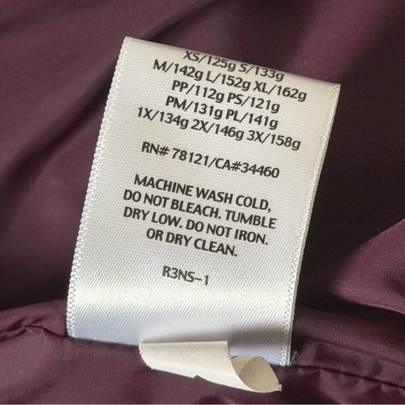 Eileen Fisher 80/20 Down Feather Puffer Coat Burgundy Plum  Snap Jacket - Picture 9 of 9